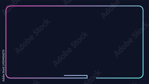 Landscape frame for video media player interface. Online stream futuristic technology style.