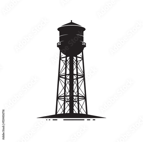 water storage tower silhouette vector illustration