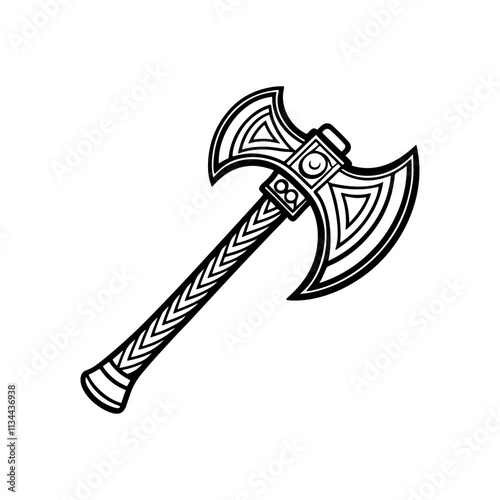 axe line art, black outline, vector and illustration, line art and outline