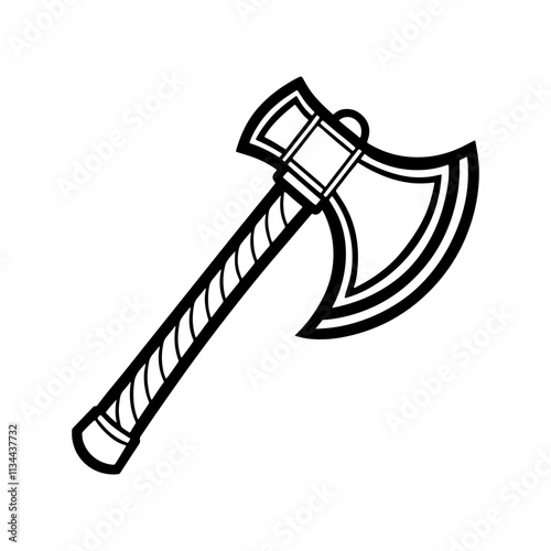 axe line art, black outline, vector and illustration, line art and outline