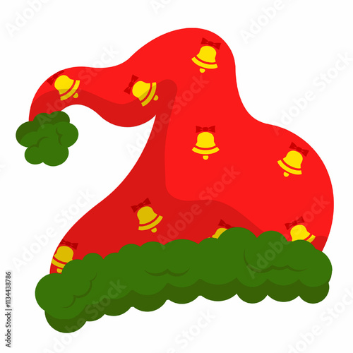 Red Santa Claus hat cap isolated on white background