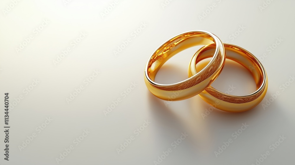 Two golden wedding rings isolated on white background, detailed illustration Two golden wedding rings isolated on white background, detailed illustration