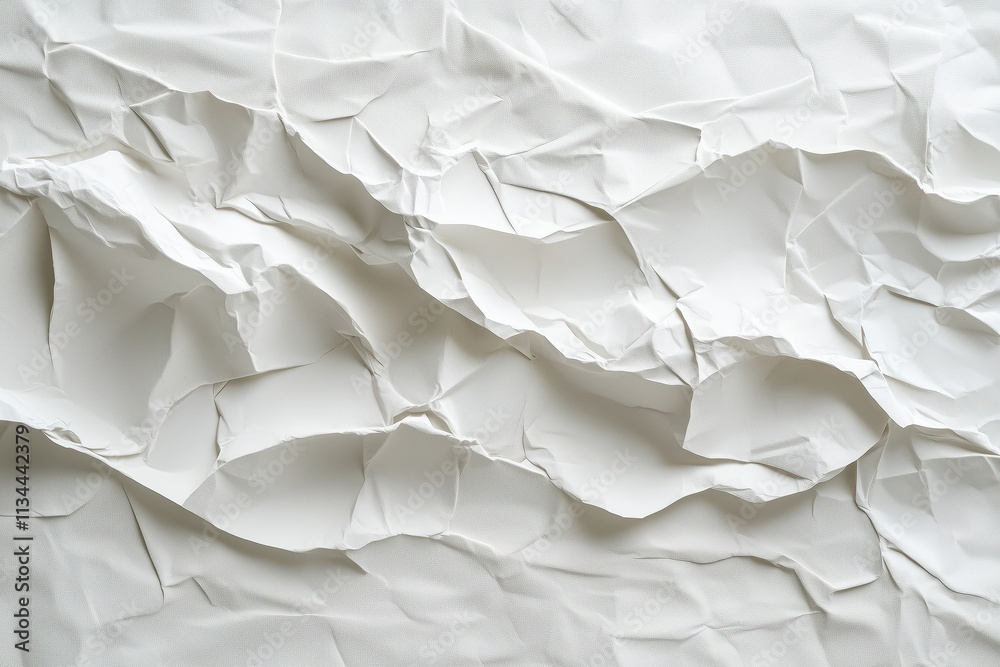 Obraz premium White crumpled paper background, texture of a blank sheet with creases for