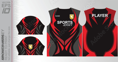 Modern ready-to-print jersey design with dynamic lines and vibrant colors. Perfect for football, basketball, cycling, or sportswear. High-quality, customizable vector file for instant printing.