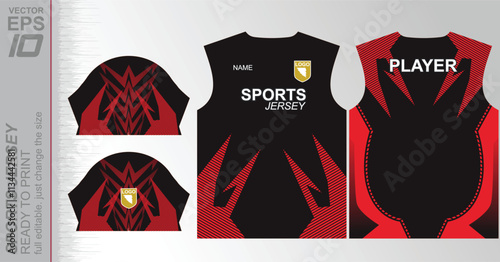 Modern ready-to-print jersey design with dynamic lines and vibrant colors. Perfect for football, basketball, cycling, or sportswear. High-quality, customizable vector file for instant printing.