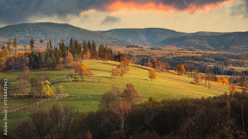 Czech Republic, Stribrnice, view from the Stvanice peak on the m
