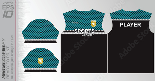 Modern ready-to-print jersey design with dynamic lines and vibrant colors. Perfect for football, basketball, cycling, or sportswear. High-quality, customizable vector file for instant printing.