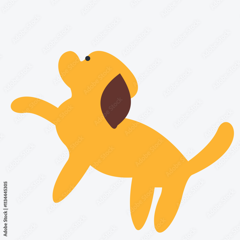 Vector illustration flat design of a yellow dog with brown ears. Vector illustration flat design of a yellow dog with brown ears.