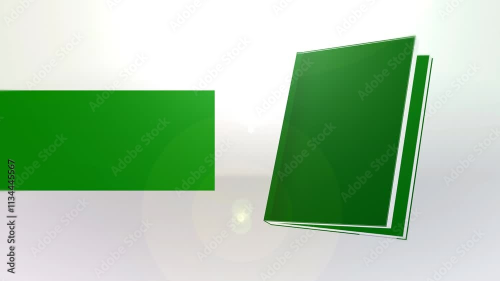 Animated book with green screen, animation of book introduction title and content