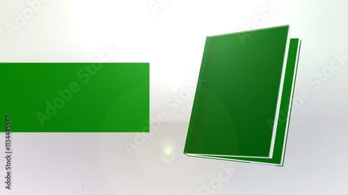 Animated book with green screen, animation of book introduction title and content