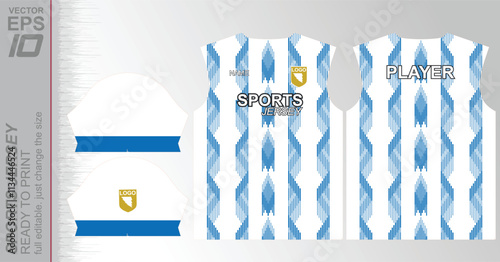 Modern ready-to-print jersey design with dynamic lines and vibrant colors. Perfect for football, basketball, cycling, or sportswear. High-quality, customizable vector file for instant printing.