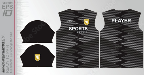 Modern ready-to-print jersey design with dynamic lines and vibrant colors. Perfect for football, basketball, cycling, or sportswear. High-quality, customizable vector file for instant printing.