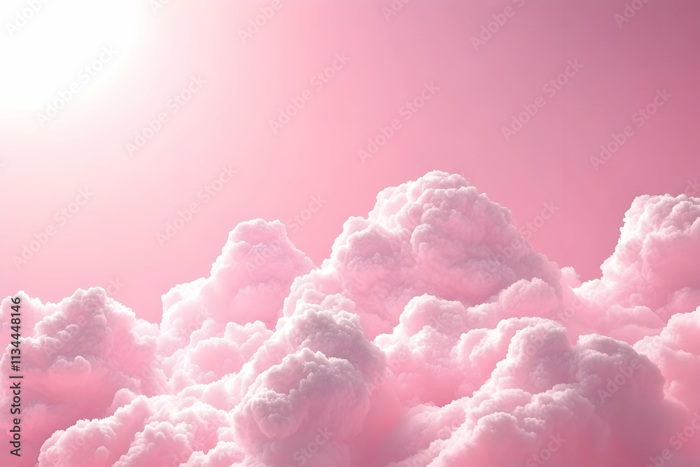 Pink cloudscape, soft fluffy clouds in pastel pink sky. Pink cloudscape, soft fluffy clouds in pastel pink sky.