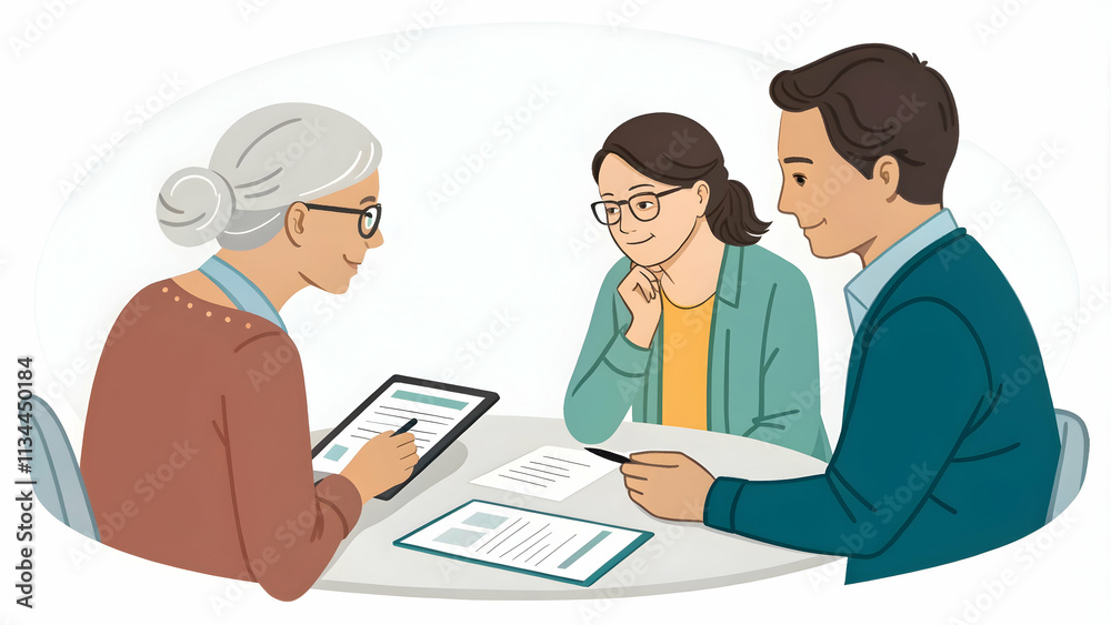 Healthcare Financial Advisor Negotiating with Suppliers Using Documents and Tablet on Plain Background for Strategic Cost Management Healthcare Financial Advisor Negotiating with Suppliers Using Documents and Tablet on Plain Background for Strategic Cost Management