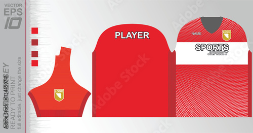 Modern ready-to-print jersey design with dynamic lines and vibrant colors. Perfect for football, basketball, cycling, or sportswear. High-quality, customizable vector file for instant printing.