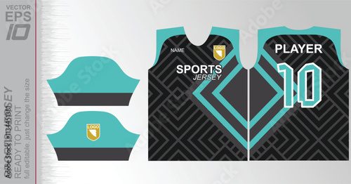 Modern ready-to-print jersey design with dynamic lines and vibrant colors. Perfect for football, basketball, cycling, or sportswear. High-quality, customizable vector file for instant printing.
