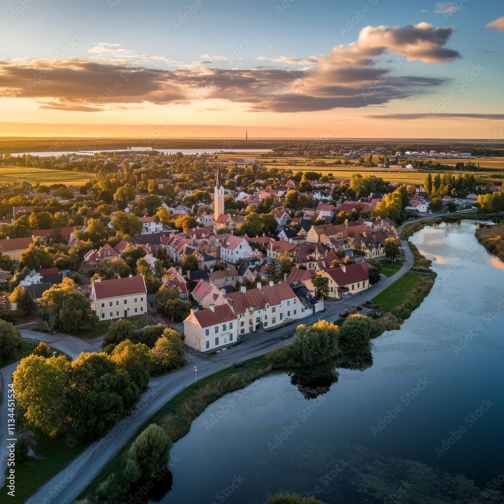 Fototapeta premium City of Kuressaare from above