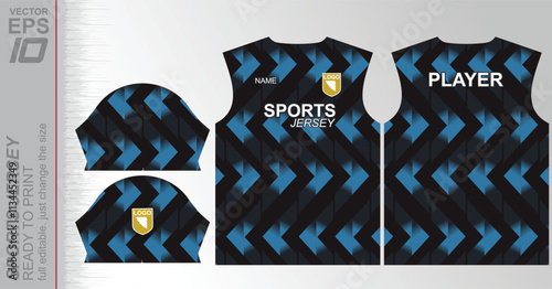 Modern ready-to-print jersey design with dynamic lines and vibrant colors. Perfect for football, basketball, cycling, or sportswear. High-quality, customizable vector file for instant printing.