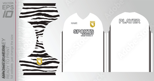 Modern ready-to-print jersey design with dynamic lines and vibrant colors. Perfect for football, basketball, cycling, or sportswear. High-quality, customizable vector file for instant printing.