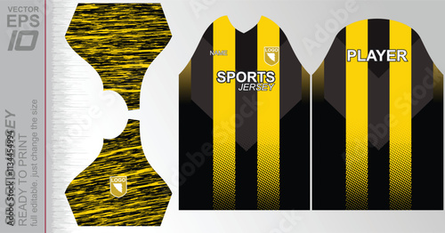 Modern ready-to-print jersey design with dynamic lines and vibrant colors. Perfect for football, basketball, cycling, or sportswear. High-quality, customizable vector file for instant printing.