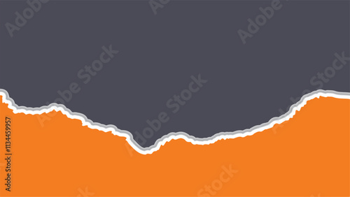 Creative Ripped Paper Layer Background Featuring Neon Orange Bottom and Deep Charcoal Blue Top,  Trendy and Eye-Catching, fully customizable VECTOR
