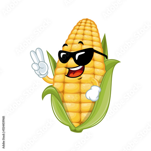 Cool Corn Cartoon Character.