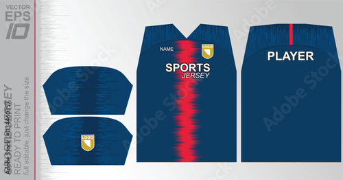 Modern ready-to-print jersey design with dynamic lines and vibrant colors. Perfect for football, basketball, cycling, or sportswear. High-quality, customizable vector file for instant printing.