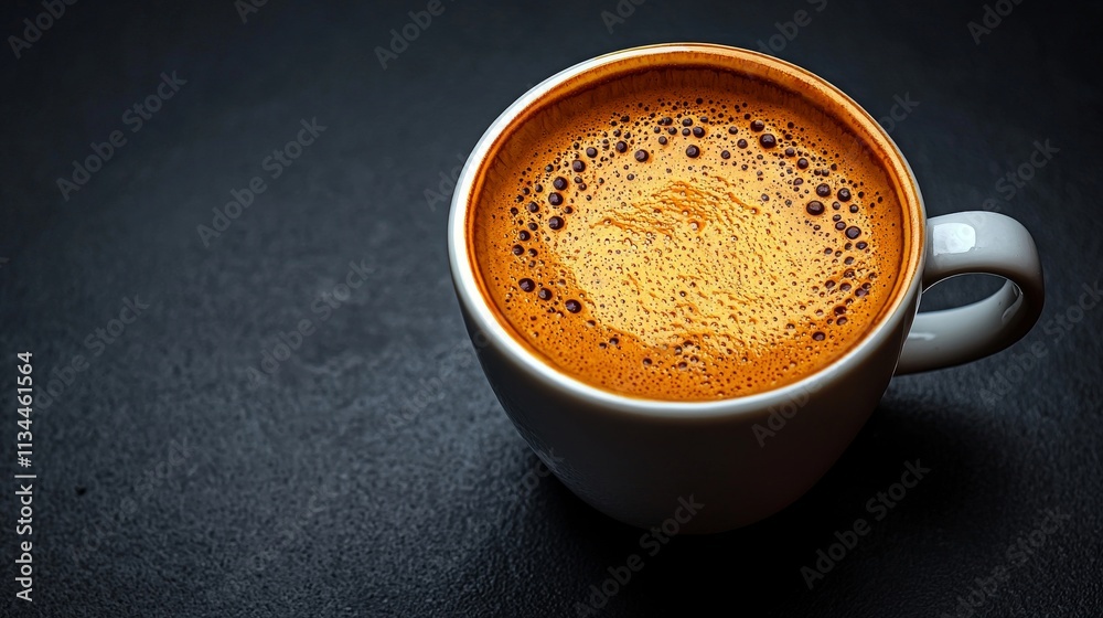 An early morning shot of hot coffee in a white mug set against a dark backdrop. An early morning shot of hot coffee in a white mug set against a dark backdrop.