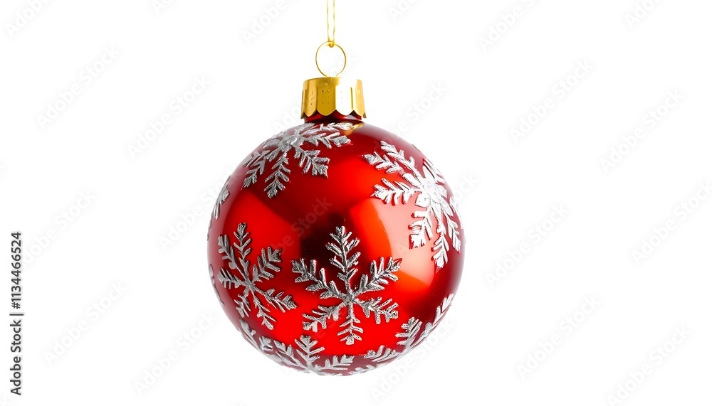 Red Christmas Ornament with Silver Snowflake Design