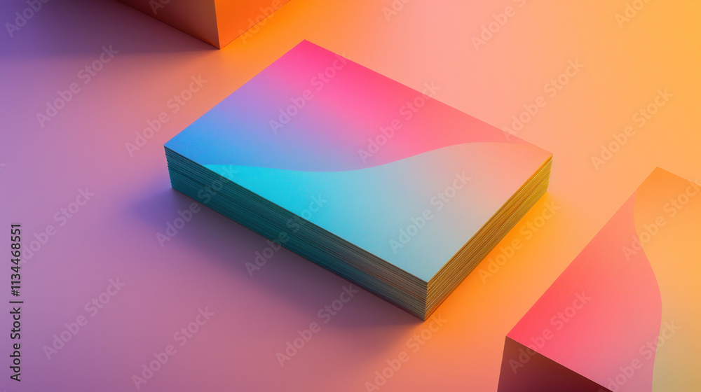 Business card mockup with vibrant logo, sharp typography, against a soft gradient background Business card mockup with vibrant logo, sharp typography, against a soft gradient background