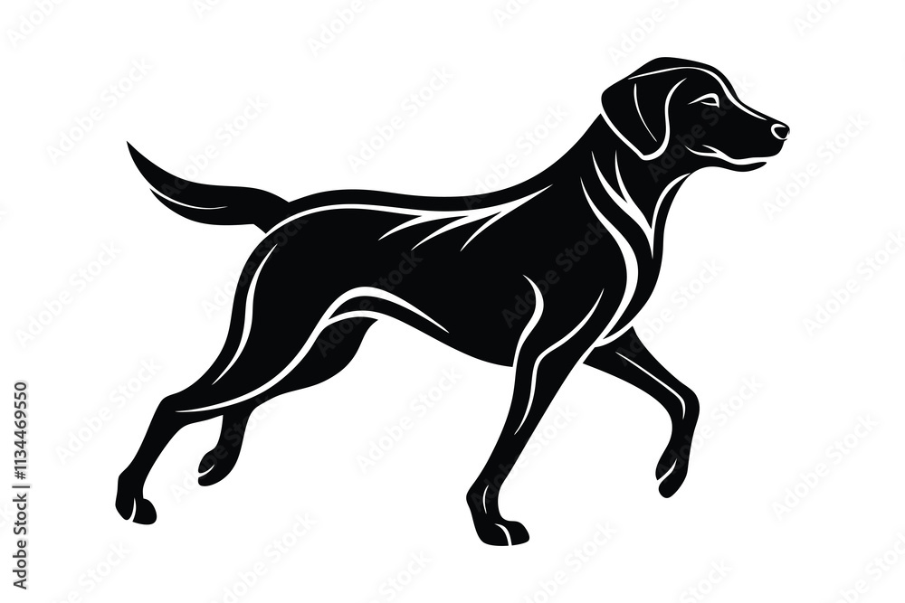 Fototapeta premium Silhouette of a Labrador Retriever in a striking pose, such as running gracefully