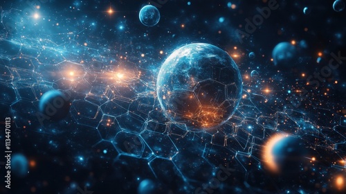 Wallpaper Mural Celestial dance of planets and stars amidst a cosmic web of light and energy in a vibrant universe Torontodigital.ca