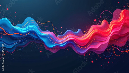 abstract colors flow across dark canvas mesmerizing wave neon hues noise textures empty space surrounding photo