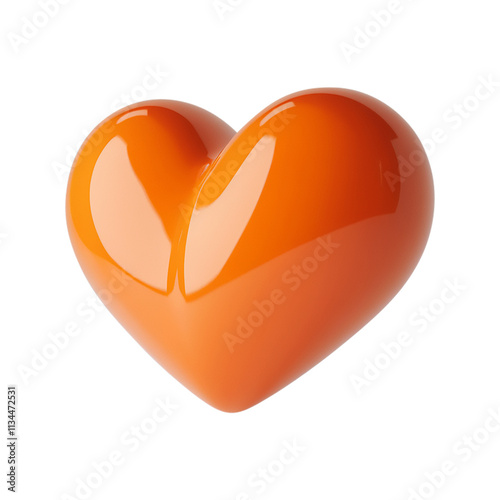 3d rendered orange heart isolated on a white background 