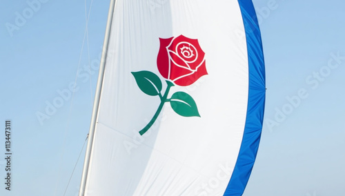 amorina single spinnaker white rose emblem designed de