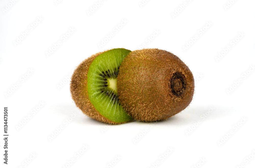 Obraz premium Sliced kiwi isolated on white background.