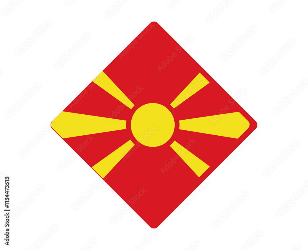 North Macedonia flag square shaped. vector