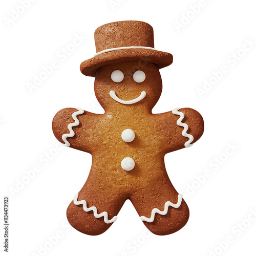 Ginger bread man isolated on a transparent background
