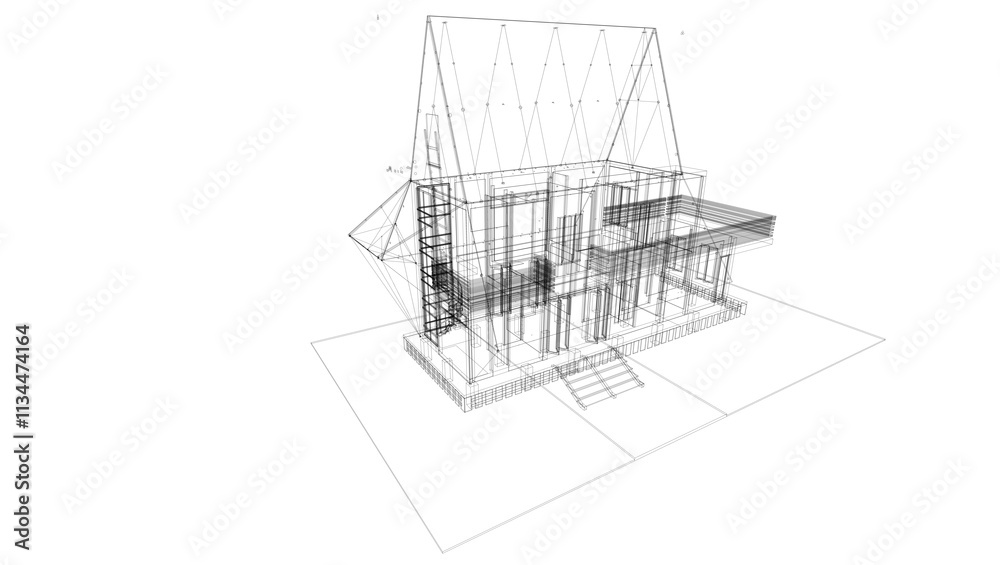 This is the wireframe illustration of a homestay design. This is the wireframe illustration of a homestay design.