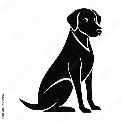 Silhouette of  a Labrador Retriever in a striking pose, such as Sitting attentively photo