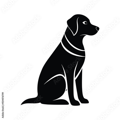 Silhouette of  a Labrador Retriever in a striking pose, such as Sitting attentively photo