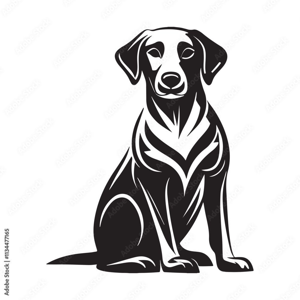 Silhouette of a Labrador Retriever in a striking pose, such as Sitting attentively Silhouette of a Labrador Retriever in a striking pose, such as Sitting attentively