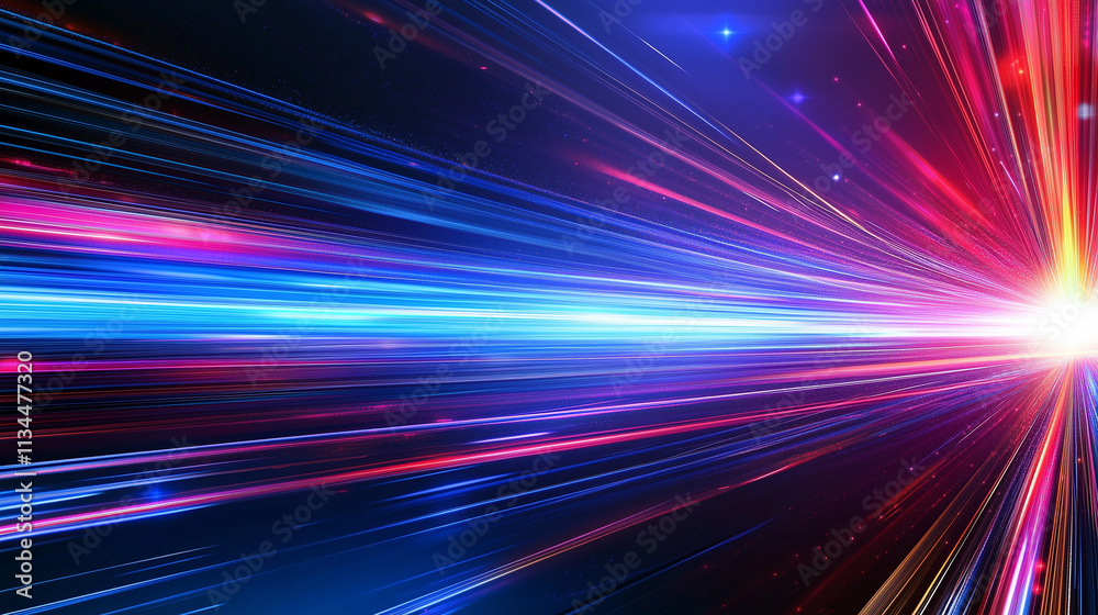 Dynamic speed motion abstract background with blue and red neon lights, high-tech data transfer concept, digital illustration. Futuristic, cyberpunk, vector art, wide angle, high resolution, dark back Dynamic speed motion abstract background with blue and red neon lights, high-tech data transfer concept, digital illustration. Futuristic, cyberpunk, vector art, wide angle, high resolution, dark back