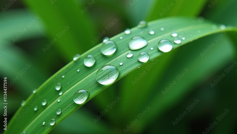 droplets green water form blades rainy droplets green water form blades rainy