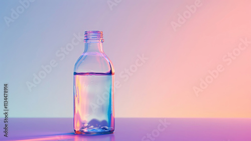 Empty bottle with a smooth cap, clean design, against a pastel backdrop