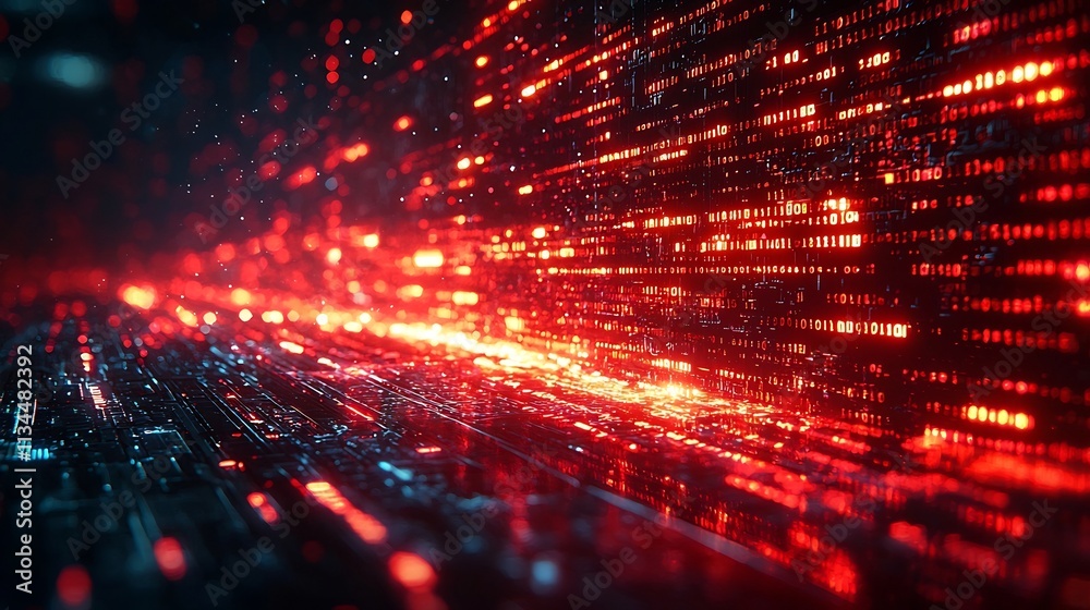 Obraz premium Malicious Virus Disrupting Digital Infrastructure with Glitches and Error Screens