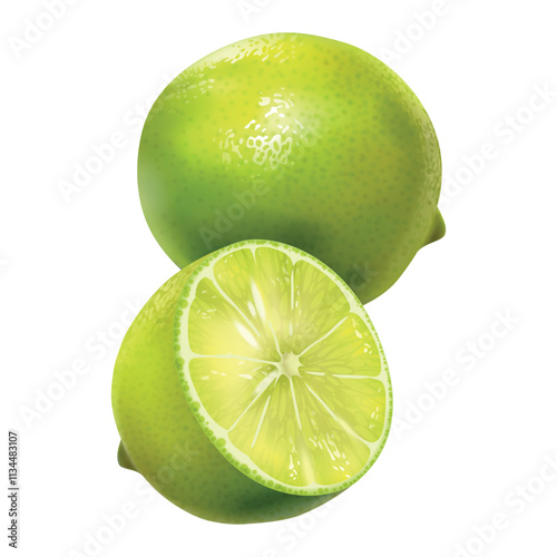Lamon lime half slice illustration isolated vector design