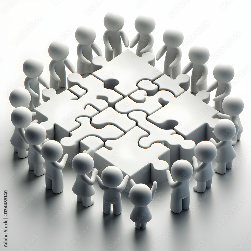 3D Plain background with monochrome team silhouettes solving puzzle copy space on top. concept as Plain background featuring monochrome team silhouettes solving a puzzle representing unity and collect 3D Plain background with monochrome team silhouettes solving puzzle copy space on top. concept as Plain background featuring monochrome team silhouettes solving a puzzle representing unity and collect