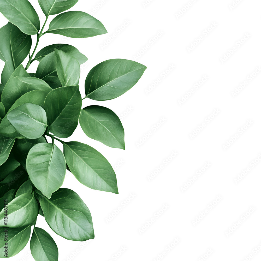 Vibrant Green Leaves Against Black Background