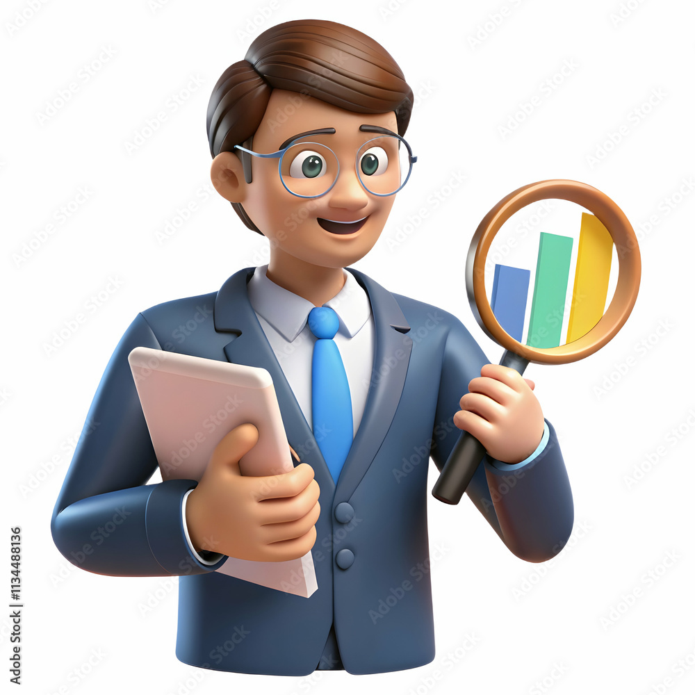 Accountant Reviewing Financial Reports with Magnifying Glass in Bright Office for Accurate Financial Analysis Accountant Reviewing Financial Reports with Magnifying Glass in Bright Office for Accurate Financial Analysis